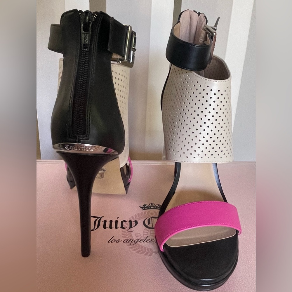 Juicy Couture Black, Pink, and Cream Heels